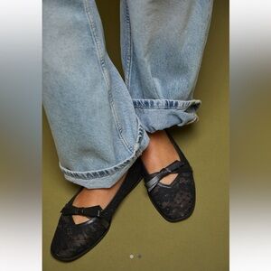 NIB Free People ✨Lace Mesh Mania Ballet Flats- Black